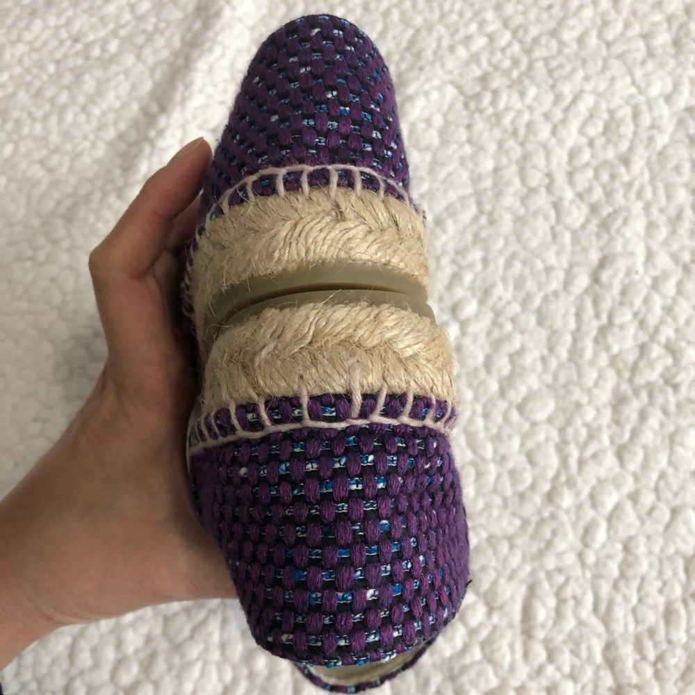 CHANEL Purple Tweed Espadrille Flats with Black Cap Toe and Jute Sole - Picture 6 of 16
